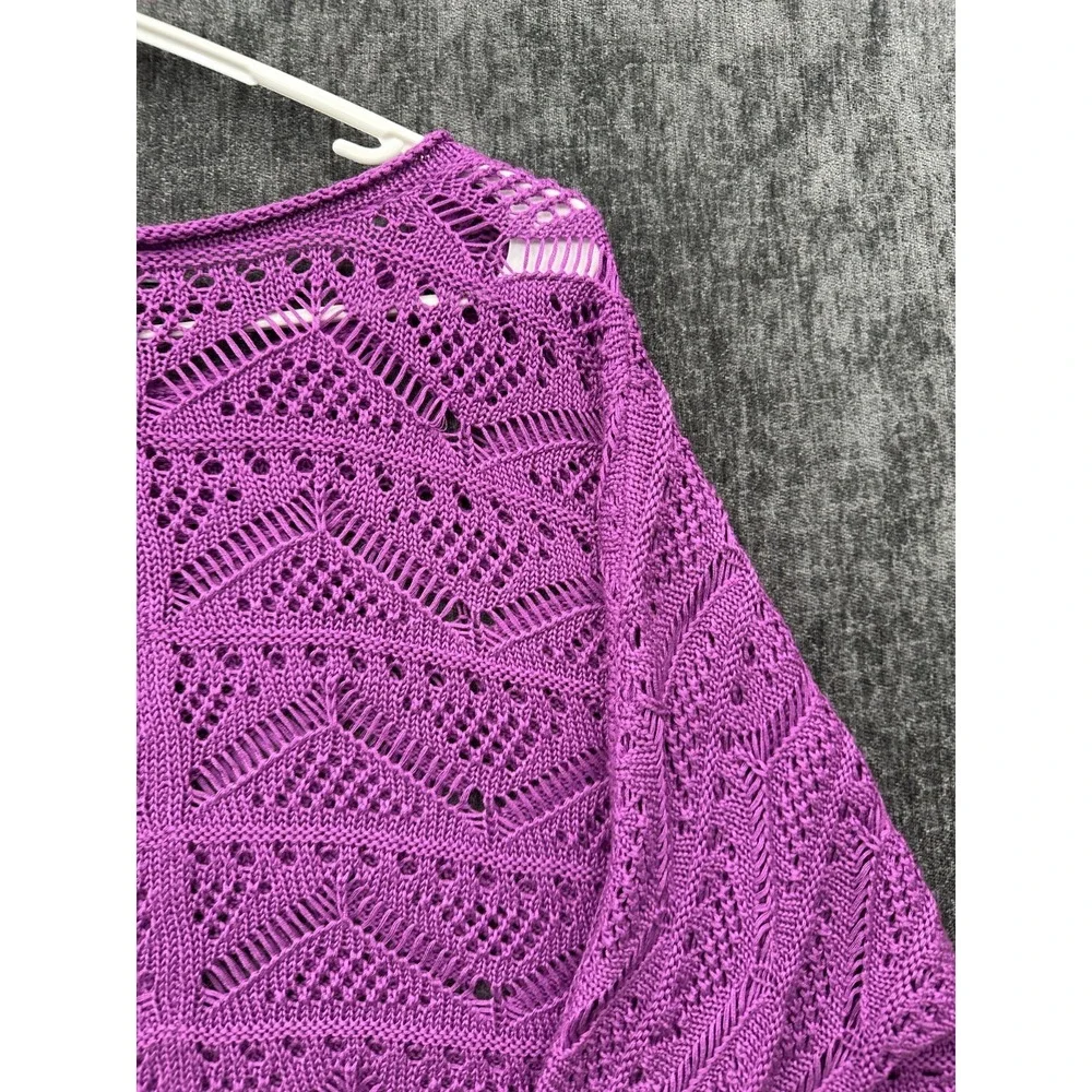 Allen B by Allen Schwartz Sweater Womens XL Pink Crochet Chunky Knit Scoop‎ Neck